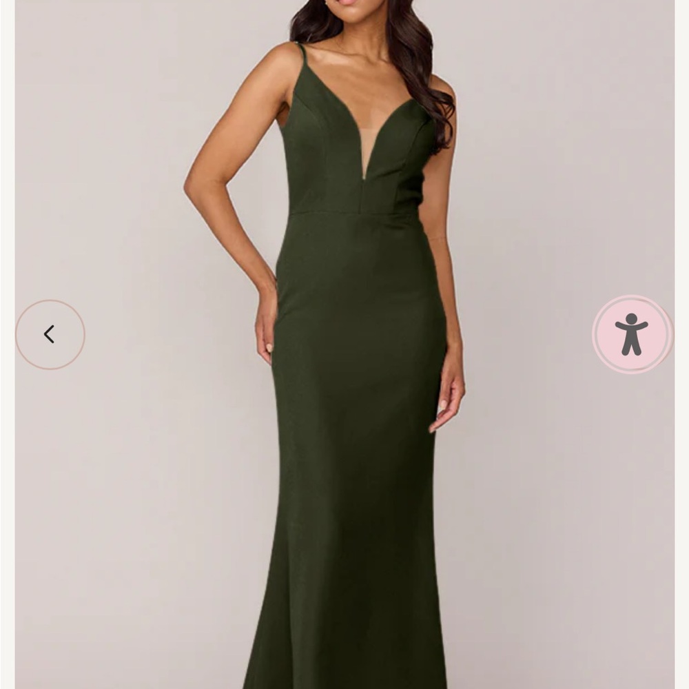 Revelry Camilla Crepe dress in deep olive